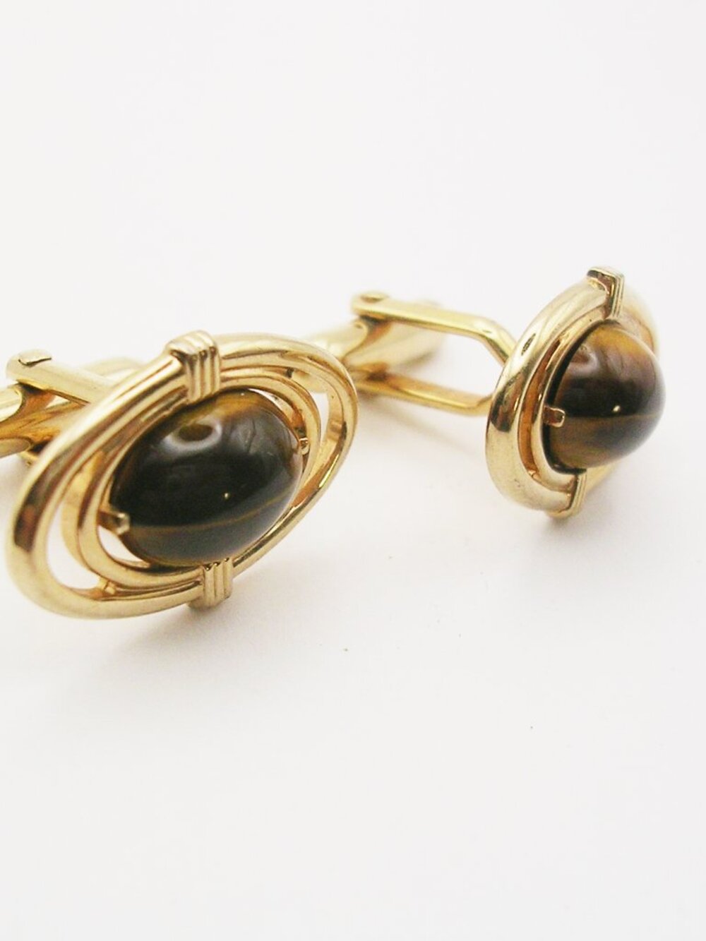 Vintage Cufflinks classic Swank genuine Tiger's Eye Gemstone Man Formal Wear
